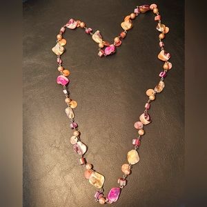 Vintage Abalone Necklace Purple White